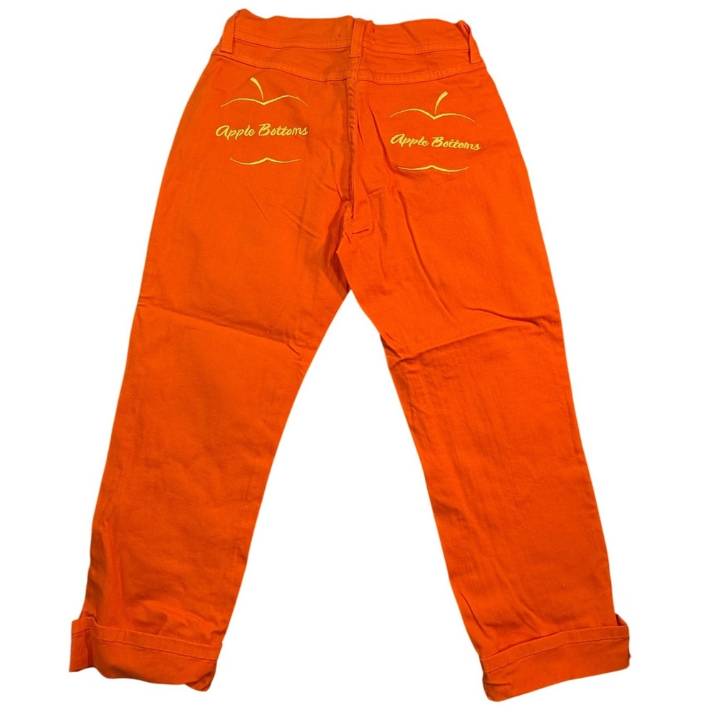 VTG Y2K Apple Bottoms Orange Capri‎ Jeans Women's Size 4 Embroidered Logo NWOT